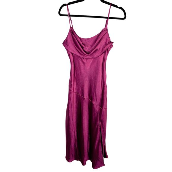 NWT, Saints + Secrets, Size Large, Fuchsia Pink, "Selena" Slip Dress, Satin - Picture 1 of 7